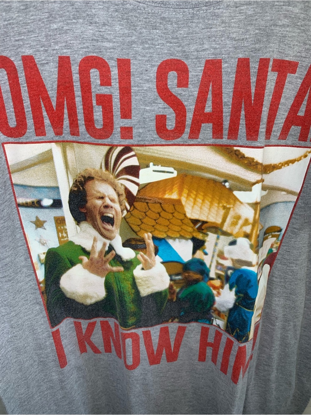 ELF Kids Gray Holiday Graphic Tee with Red Lettering